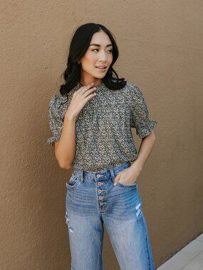 Love Olive Co - Keller Top - Black Floral - Size M